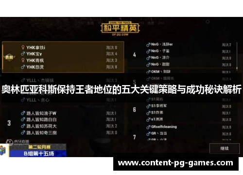 奥林匹亚科斯保持王者地位的五大关键策略与成功秘诀解析