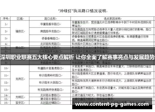 深圳职业联赛五大核心要点解析 让你全面了解赛事亮点与发展趋势